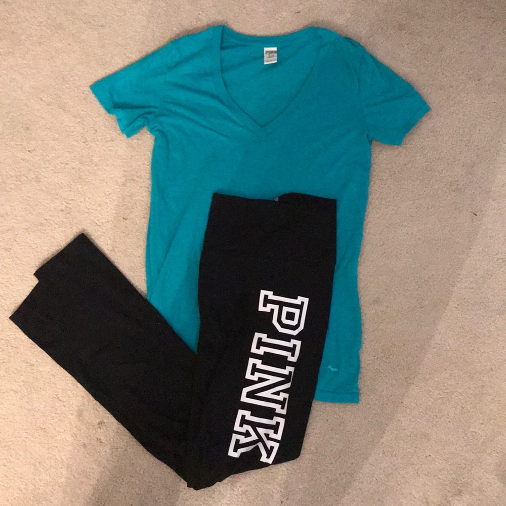 Victoria’s Secret PINK leggings and sleep top